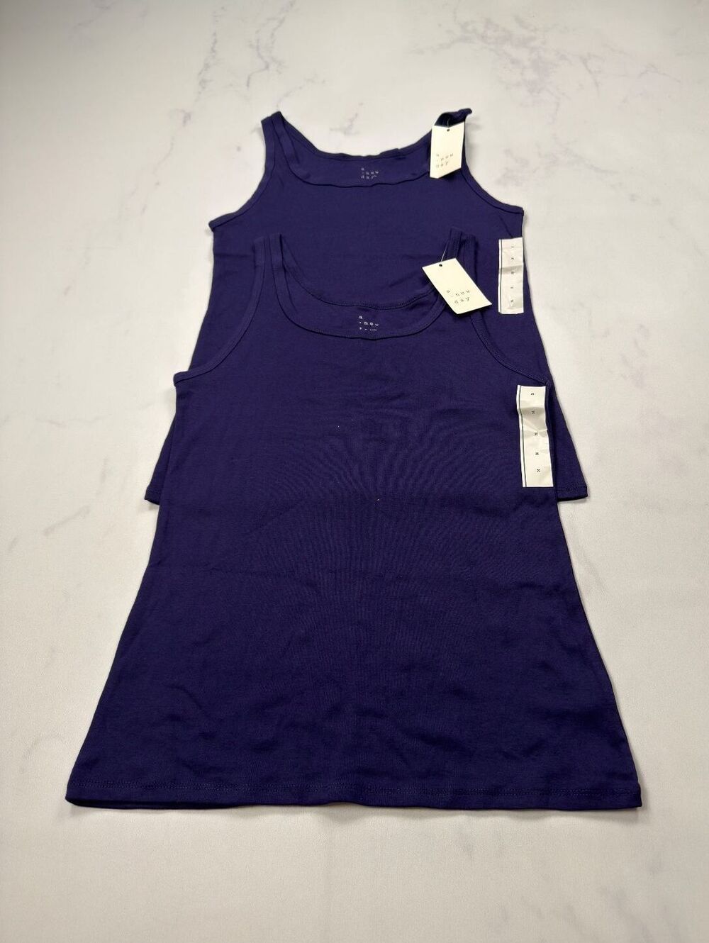 A New Day Tank Top Purple Scoop Neck Layering Basics Lot of 2 - Womens M NWT